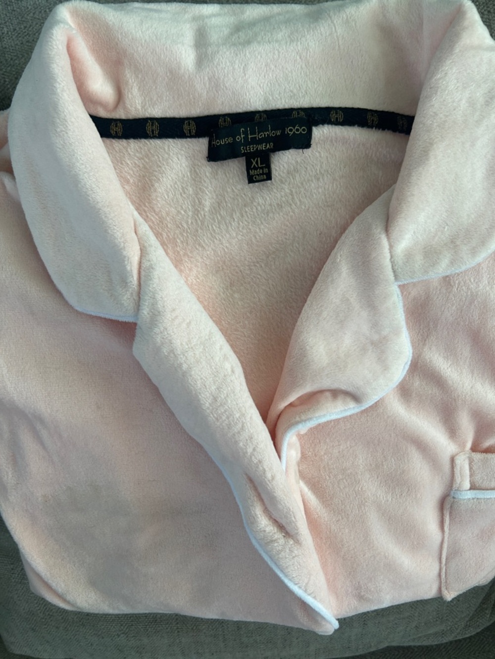 House of Harlow 1960 Light Pink Plush Sleep Top and Pant set